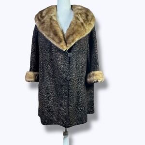 Vintage Greenblatts‎ Persian Lamb Mink Fur Coat Old Money Luxury Glam Winter